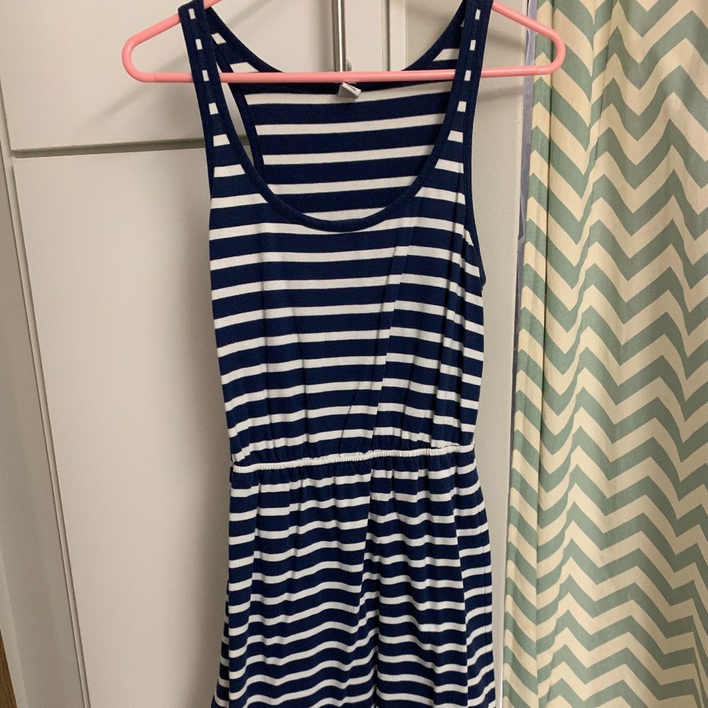Old Navy Blue White Striped Tank Dress